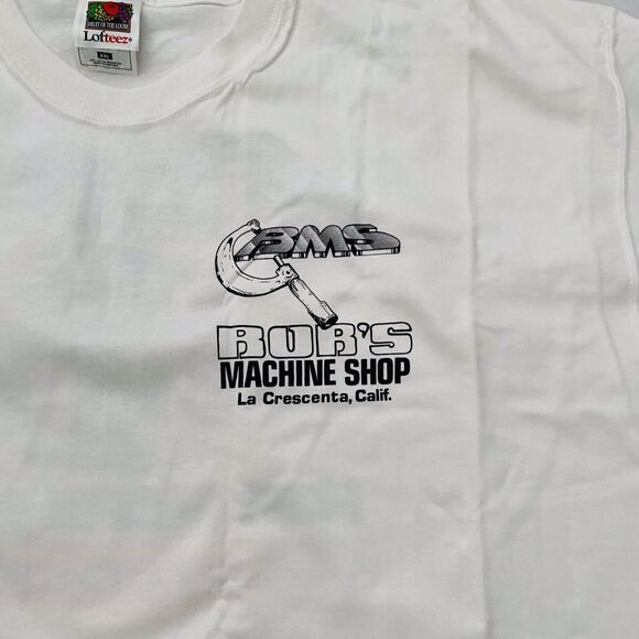 Bob's Machine Shop BMS White T-shirt  For More Inches Stroke It! Sz XL New Calif - Picture 8 of 8